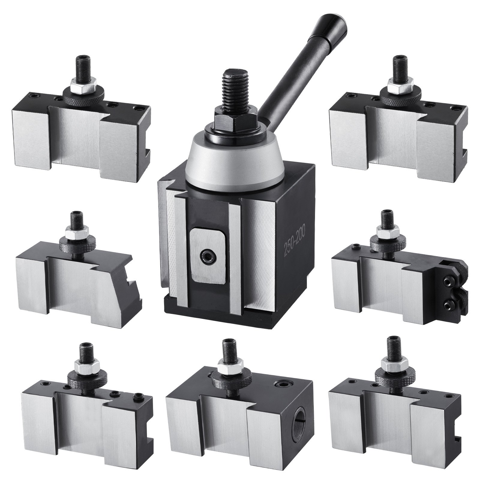 VEVOR Quick Change Tool Post Set, 8 Pcs, Includes Lathe Tool Holders, Piston Type Tool Post with Turning Tool Holder Accessories, for Mini Lathe & Metal Lathe 254-381 mm Swing, Durable Steel Material