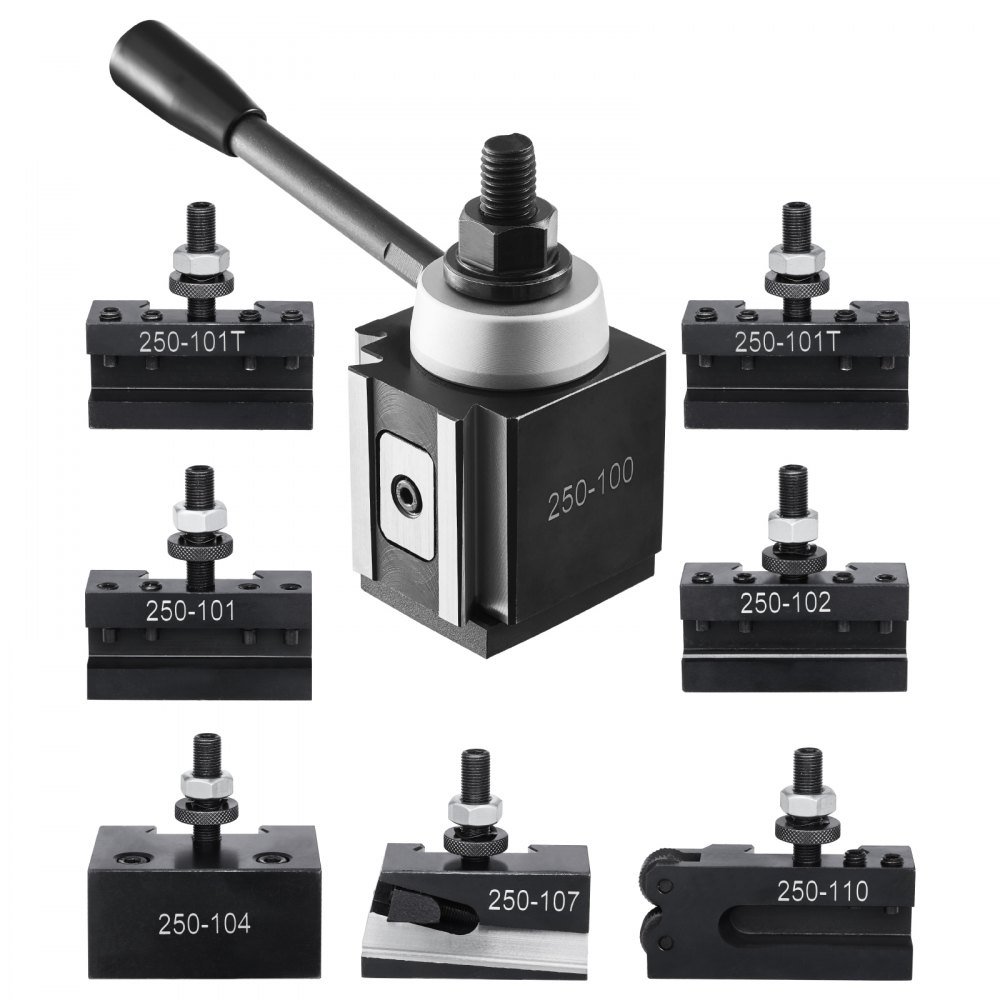 VEVOR Quick Change Tool Post Set, 8 Pcs, Includes Lathe Tool Holders, Wedge Type Tool Post with Turning Tool Holder Accessories, for Mini Lathe & Metal Lathe 152.4-305 mm Swing, Durable Steel Material