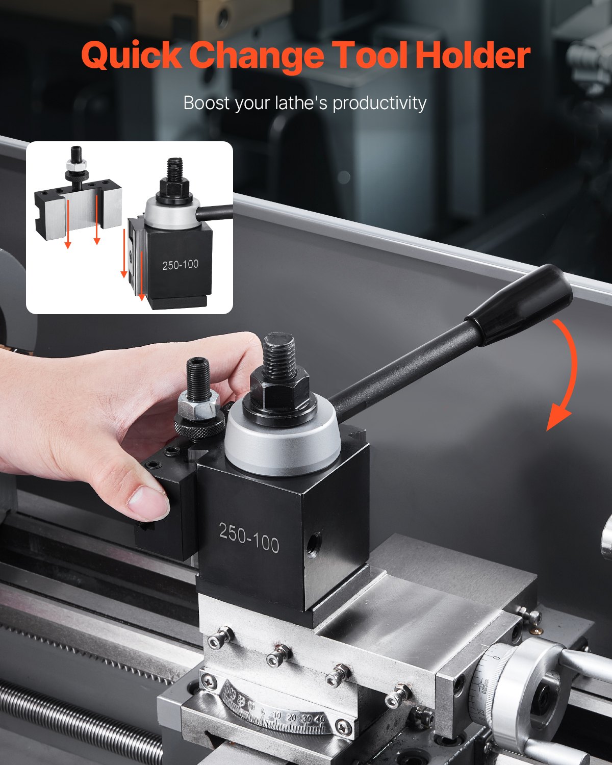VEVOR Quick Change Tool Post Set, 8 Pcs, Includes Lathe Tool Holders, Wedge Type Tool Post with Turning Tool Holder Accessories, for Mini Lathe & Metal Lathe 152.4-305 mm Swing, Durable Steel Material
