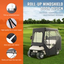 VEVOR Golf Cart-kabinett, 600D-polyester-kjørekabinett med 4-sidige gjennomsiktige vinduer, 2 passasjerklubbdeksler Universal Passer for de fleste merkevogner, sol- og støvtett utendørs vogndeksel