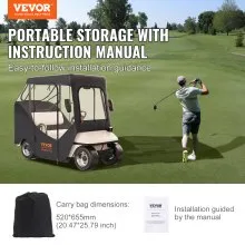 VEVOR Golf Cart Enclosure, 600D Polyester Driving Enclosure with 4-Sided Transparent Windows, 2 Passenger Club Car Covers Universal Fits for Most Brand Carts, Sunproof and Dustproof Outdoor Cart Cover