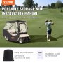 VEVOR golf cart enclosure with storage bag, easy-to-follow manual, and installation guidance on a golf course.