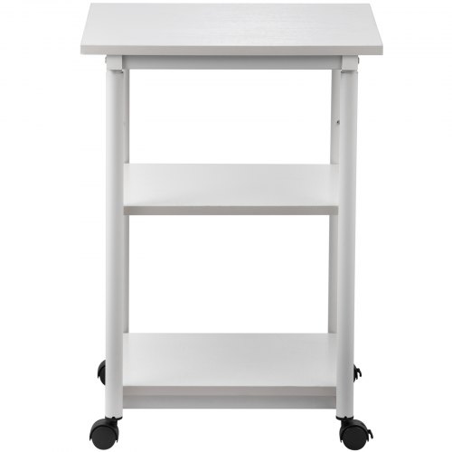 VEVOR Printer Stand, 3 Tiers, Rolling Machine Cart with Adjustable Shelf & Lockable Wheels, Mobile Printer Table for Fax Scanner File Book in Home Office, 18.9 x 15.35 x 30.31 inch, White