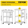 VEVOR Printer Stand, 3 Tiers, Rolling Machine Cart with Adjustable Shelf & Lockable Wheels, 88 lbs Capacity Mobile Printer Table for Fax Scanner File Book in Home Office, 48 x 39 x 77 cm, White