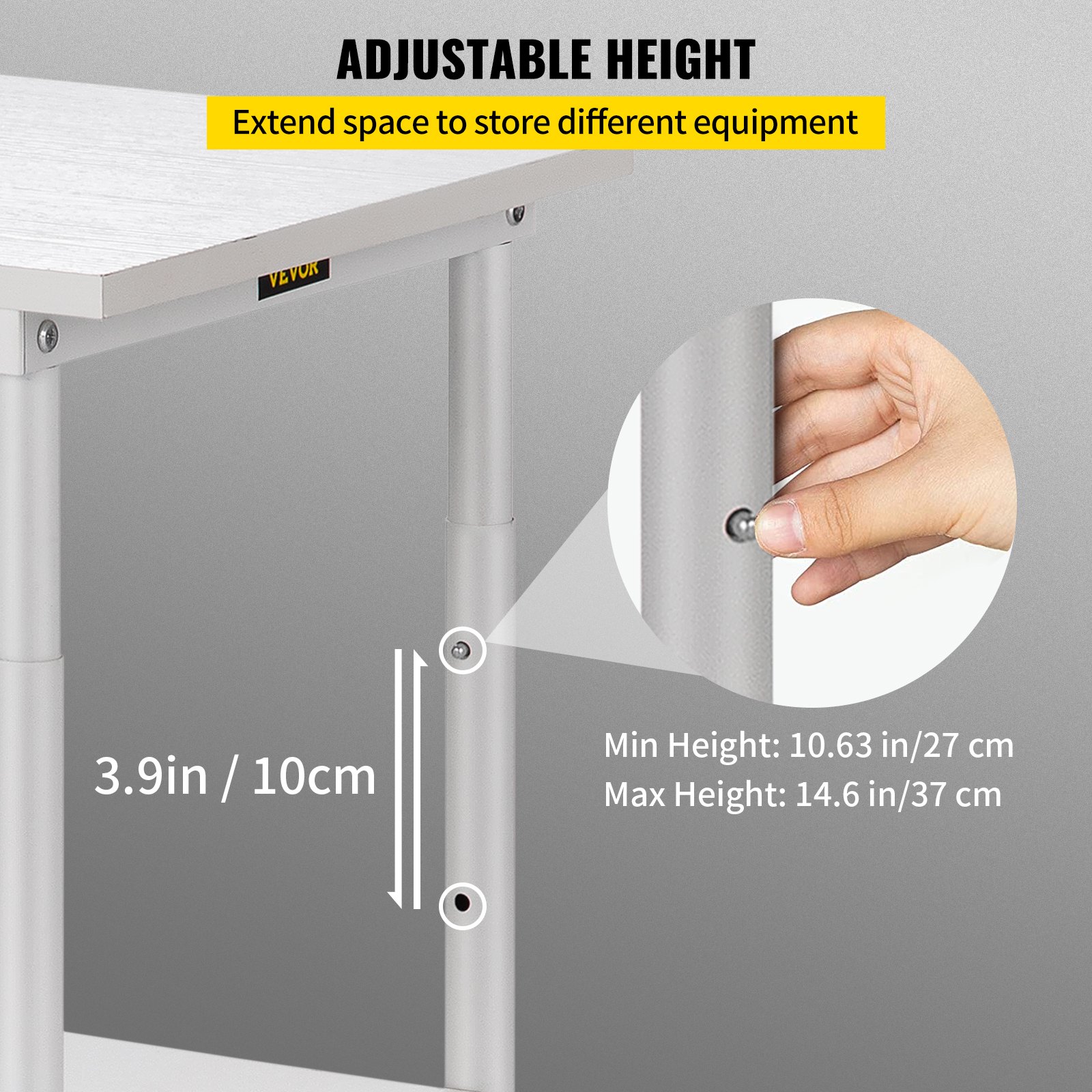VEVOR Printer Stand, 3 Tiers, Rolling Machine Cart with Adjustable Shelf & Lockable Wheels, Mobile Printer Table for Fax Scanner File Book in Home Office, 18.9 x 15.35 x 30.31 inch, White
