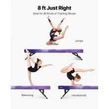 VEVOR Adjustable Balane Beam for Kids, 8FT Gymnastics Beam, High and Low Floor Beams of 5 Adjustable Heights for All Gymnastic Levels, Professional Gymnastic Equipment for Home and Gym Center, Galaxy