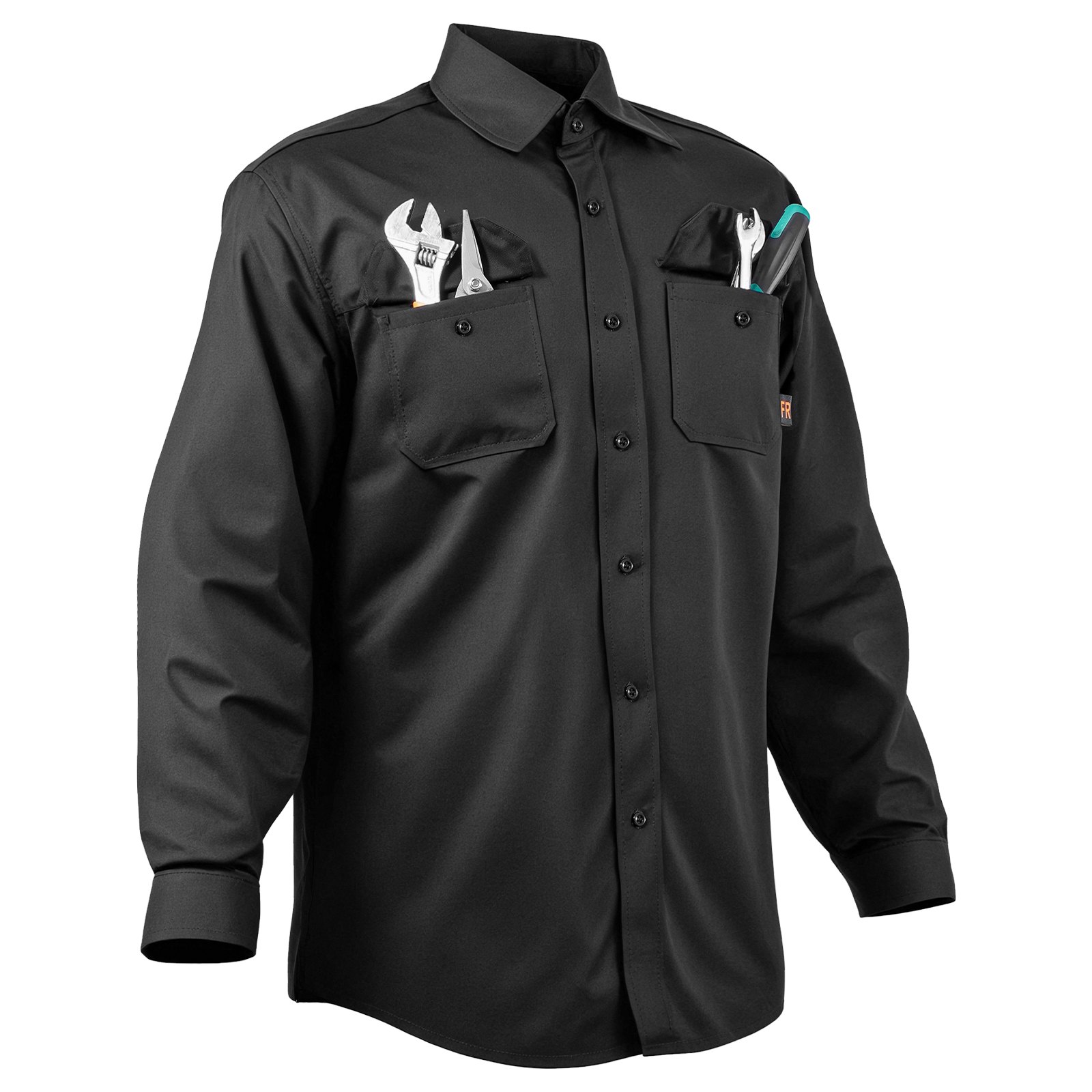 VEVOR Flame-Resistant Welding Jacket - XXL Size, 7oz. FR Cotton Welding Jacket, Machine Washable Heat-Resistant Safety Jacket with Collar, Adjustable Cuffs & Pockets, Meet ATPV 9.2 Cal/cm² Arc Rating