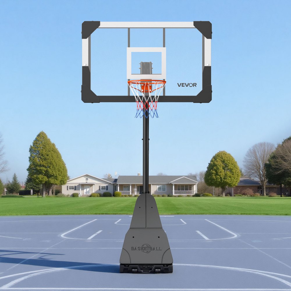 VEVOR Portable Basketball Stand, 8.04 to 10 ft Height Adjustment Basketball Hoop & Goal, Basketballs Hoop Outdoor with 44 inch PC Backboard for Kids, Adults in Schools, Parks, Indoor & Outdoor Use