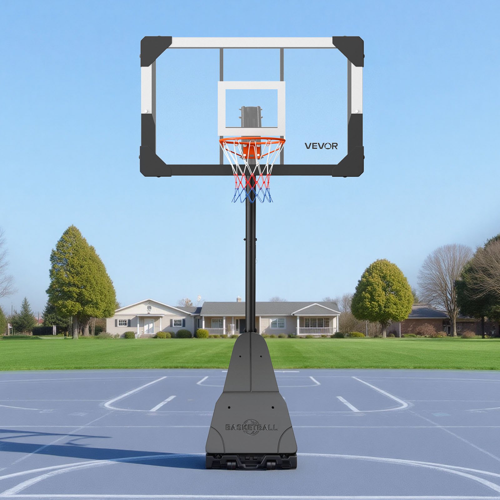 VEVOR Portable Basketball Stand, 8.04 to 10 ft Height Adjustment Basketball Hoop & Goal, Basketballs Hoop Outdoor with 44 inch PC Backboard for Kids, Adults in Schools, Parks, Indoor & Outdoor Use