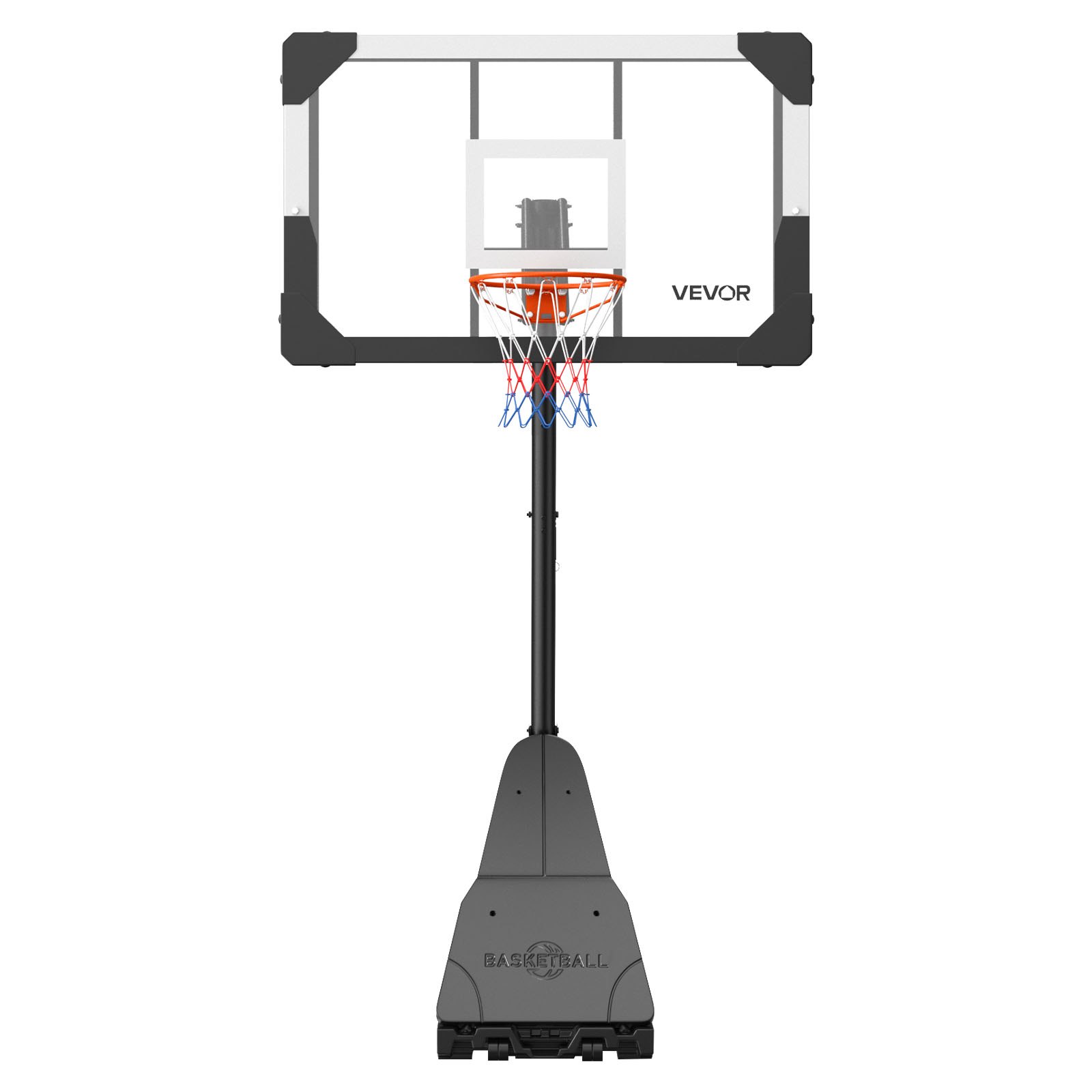 VEVOR Portable Basketball Stand, 8.04 to 10 ft Height Adjustment Basketball Hoop & Goal, Basketballs Hoop Outdoor with 44 inch PC Backboard for Kids, Adults in Schools, Parks, Indoor & Outdoor Use