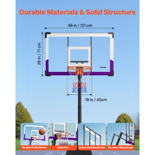 Panier De Basket D'extérieur, Réglable Et Portable, Hauteur Ajustable De 212 A 250 Cm Support A Roulettes Poteau En Metal Noir Et Blanc 77481536