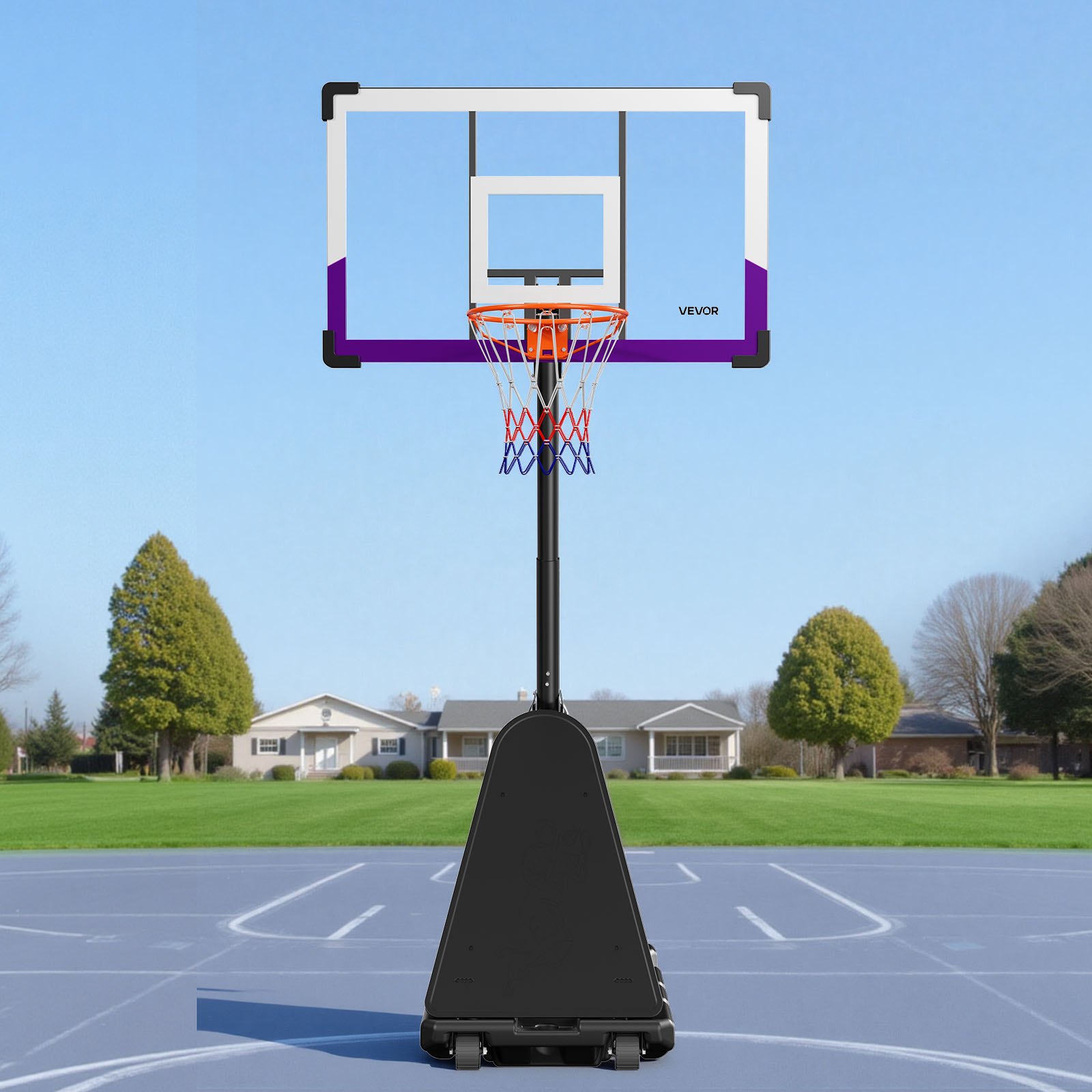 VEVOR Portable Basketball Stand, 10 ft Height Adjustment Basketball Hoop & Goal, Basketballs Hoop Outdoor with 48 inch PC Backboard for Kids, Adults in Schools, Parks,  Indoor & Outdoor Use