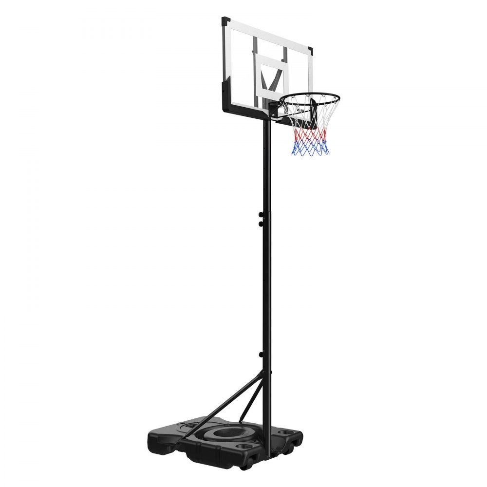 VEVOR Portable Basketball Stand, 10 ft Height Adjustment Basketball Hoop & Goal, Portable Basketballs Hoop with 48 inch PC Backboard & Wheels for Kids, Teens, Adults in Driveways, Pools, Schools