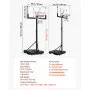 VEVOR Portable Basketball Stand, 10 ft Height Adjustment Basketball Hoop & Goal, Portable Basketballs Hoop with 48 inch PC Backboard & Wheels for Kids, Teens, Adults in Driveways, Pools, Schools