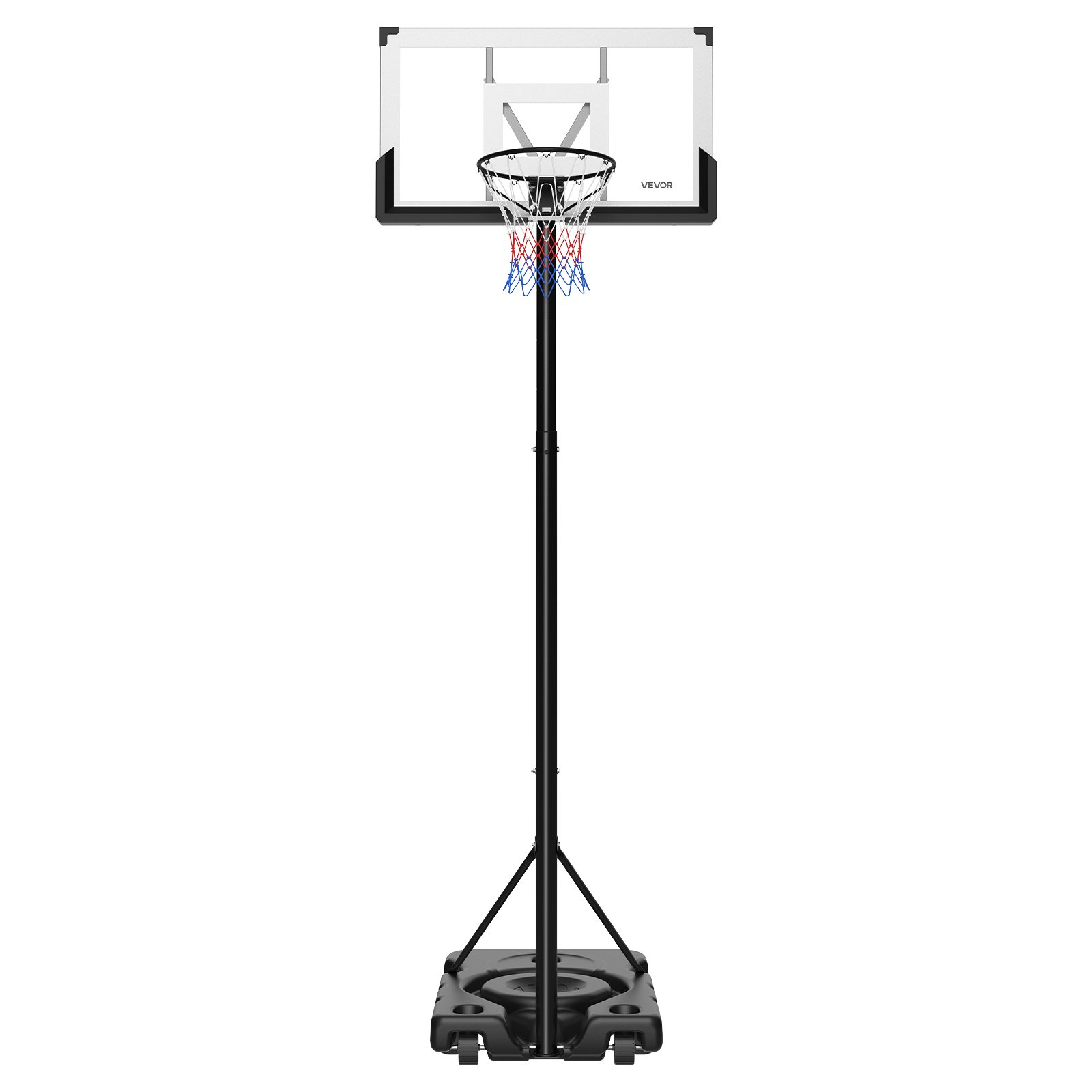 VEVOR Portable Basketball Stand, 10 ft Height Adjustment Basketball Hoop & Goal, Portable Basketballs Hoop with 48 inch PC Backboard & Wheels for Kids, Teens, Adults in Driveways, Pools, Schools