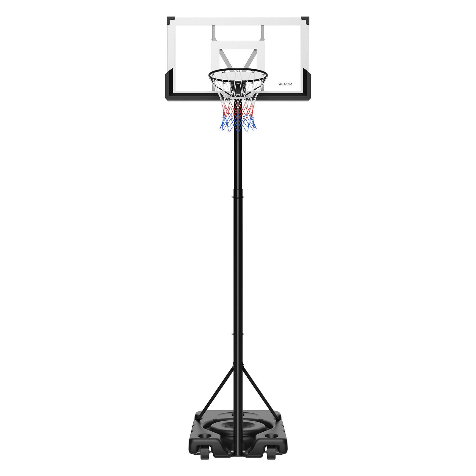 VEVOR Portable Basketball Stand, 10 ft Height Adjustment Basketball Hoop & Goal, Portable Basketballs Hoop with 48 inch PC Backboard & Wheels for Kids, Teens, Adults in Driveways, Pools, Schools