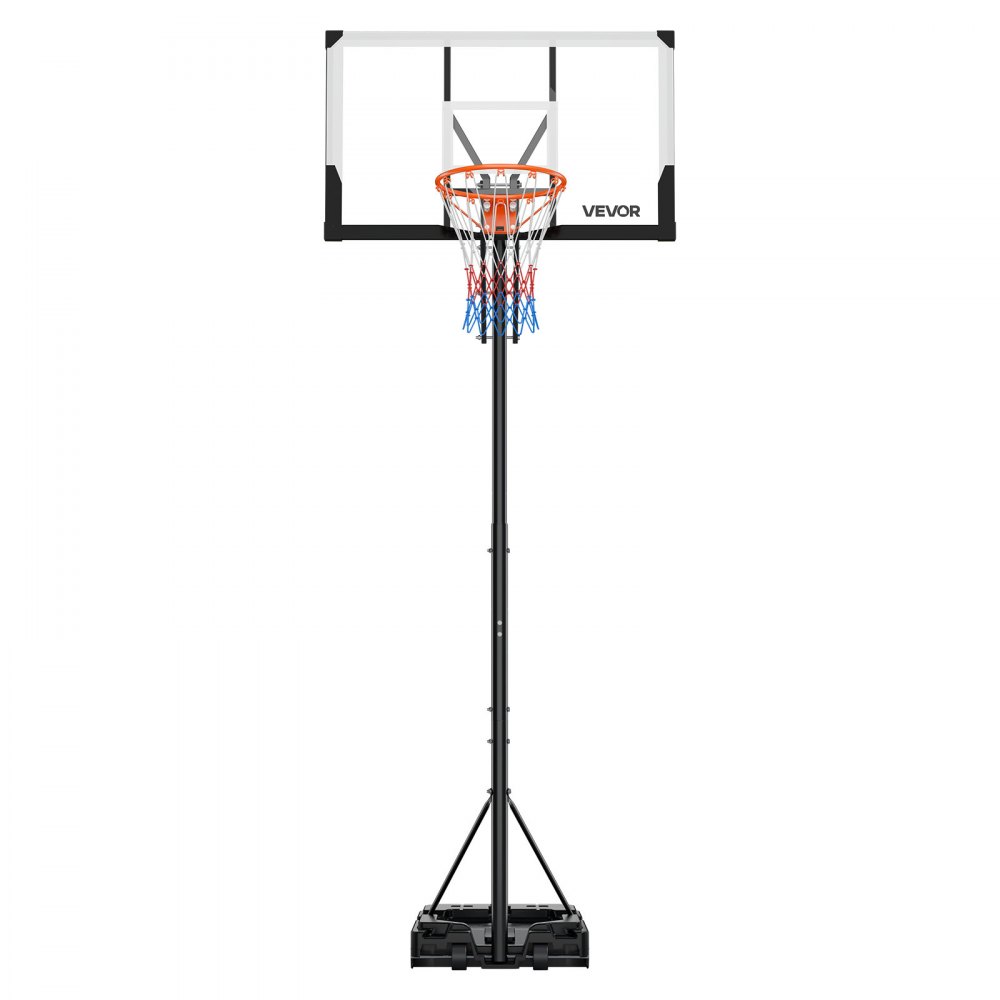 VEVOR Portable Basketball Stand, 5.25 to 10 ft Height Adjustment Basketball Hoop & Goal, Portable Basketballs Hoop with 48 inch PC Backboard & Wheels for Kids, Teens, Adults in Driveways, Pools
