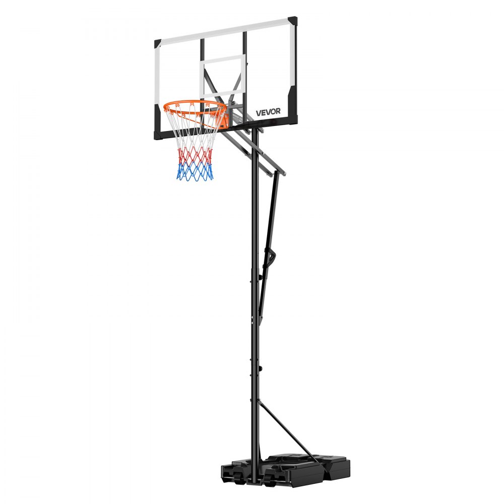 VEVOR Portable Basketball Stand, 5.25 to 10 ft Height Adjustment Basketball Hoop & Goal, Portable Basketballs Hoop with 48 inch PC Backboard & Wheels for Kids, Teens, Adults in Driveways, Pools