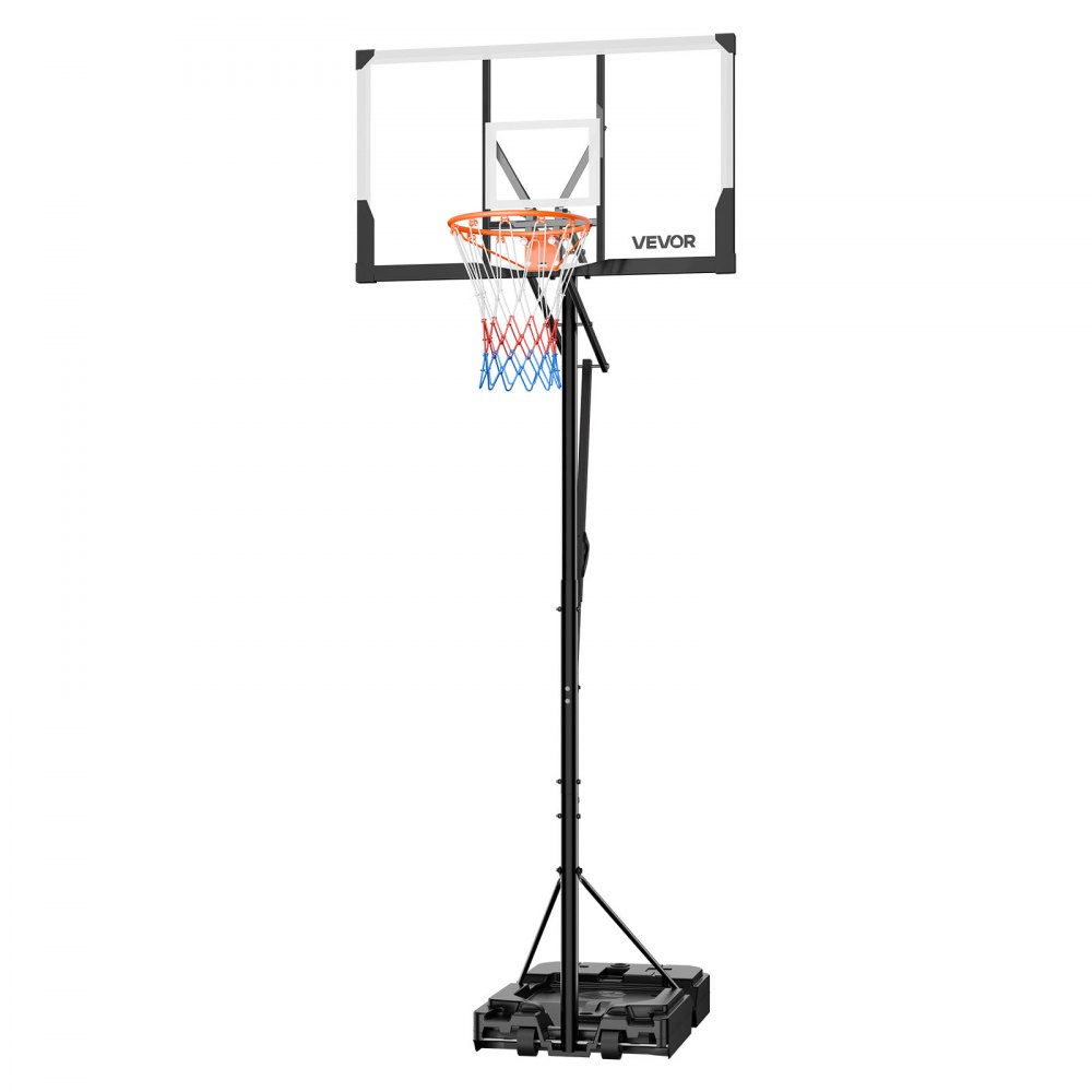 VEVOR Portable Basketball Stand, 5.25 to 10 ft Height Adjustment Basketball Hoop & Goal, Portable Basketballs Hoop with 48 inch PC Backboard & Wheels for Kids, Teens, Adults in Driveways, Pools