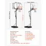 VEVOR Portable Basketball Stand, 5.25 to 10 ft Height Adjustment Basketball Hoop & Goal, Portable Basketballs Hoop with 48 inch PC Backboard & Wheels for Kids, Teens, Adults in Driveways, Pools