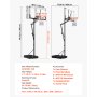 VEVOR Portable Basketball Stand, 5.25 to 10 ft Height Adjustment Basketball Hoop & Goal, Portable Basketballs Hoop with 48 inch PC Backboard & Wheels for Kids, Teens, Adults in Driveways, Pools