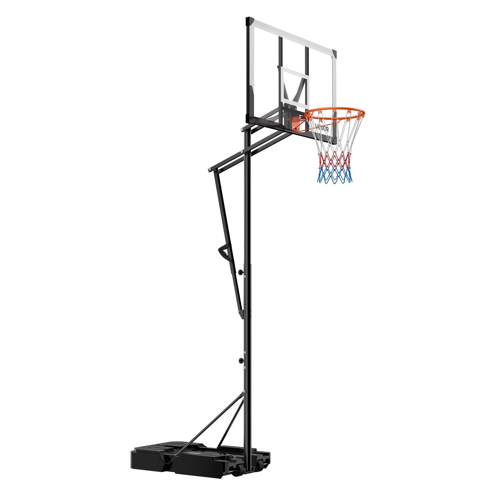 VEVOR Portable Basketball Stand, 5.25 to 10 ft Height Adjustment Basketball Hoop & Goal, Portable Basketballs Hoop with 48 inch PC Backboard & Wheels for Kids, Teens, Adults in Driveways, Pools