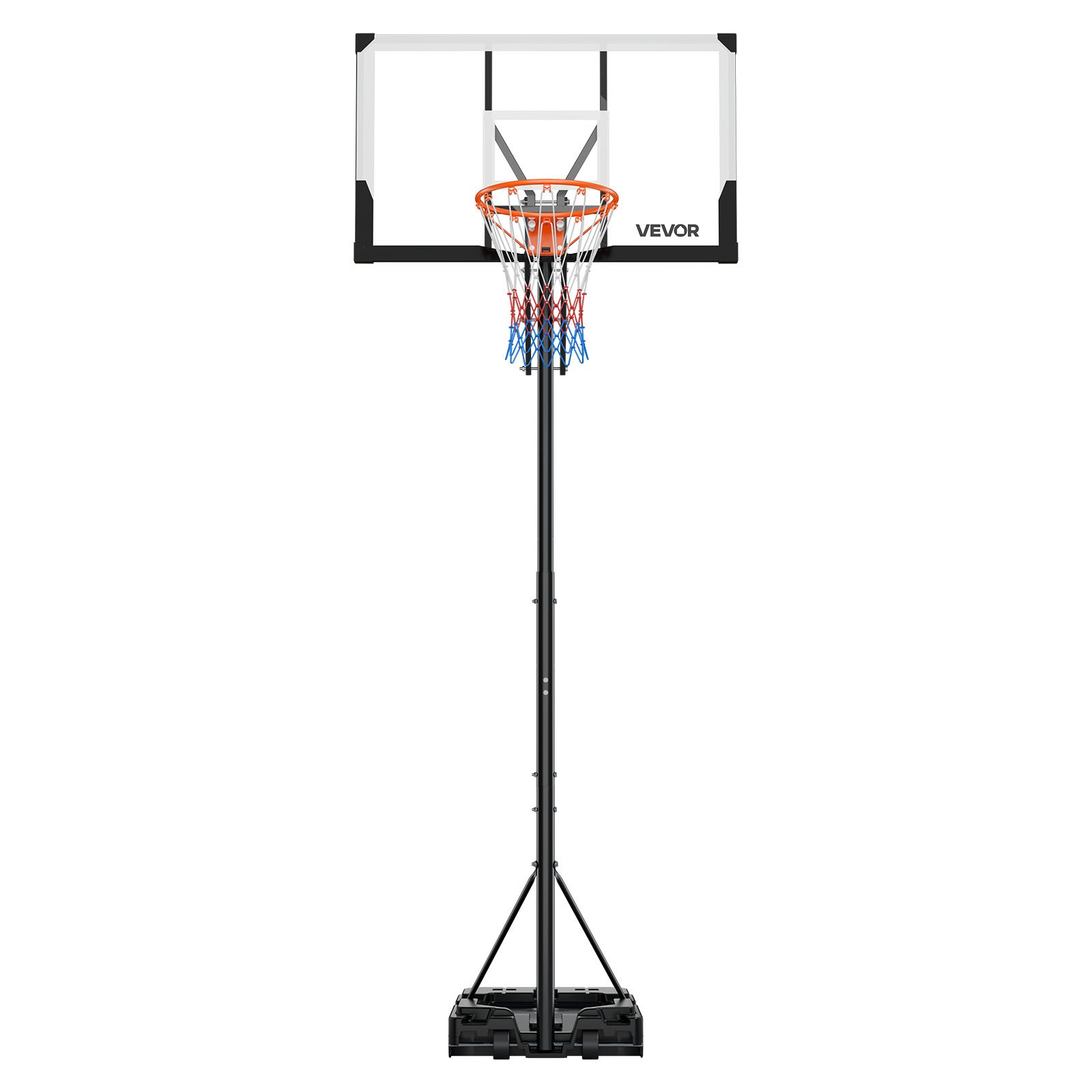 VEVOR Portable Basketball Stand, 5.25 to 10 ft Height Adjustment Basketball Hoop & Goal, Portable Basketballs Hoop with 48 inch PC Backboard & Wheels for Kids, Teens, Adults in Driveways, Pools