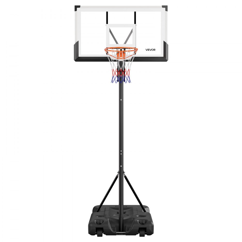VEVOR Portable Basketball Stand, 10 ft Height Adjustment Basketball Hoop & Goal, Portable Basketballs Hoop with 54 inch PC Backboard & Wheels for Kids, Teens, Adults in Driveways, Pools, Schools