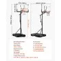 VEVOR Portable Basketball Stand, 10 ft Height Adjustment Basketball Hoop & Goal, Portable Basketballs Hoop with 54 inch PC Backboard & Wheels for Kids, Teens, Adults in Driveways, Pools, Schools
