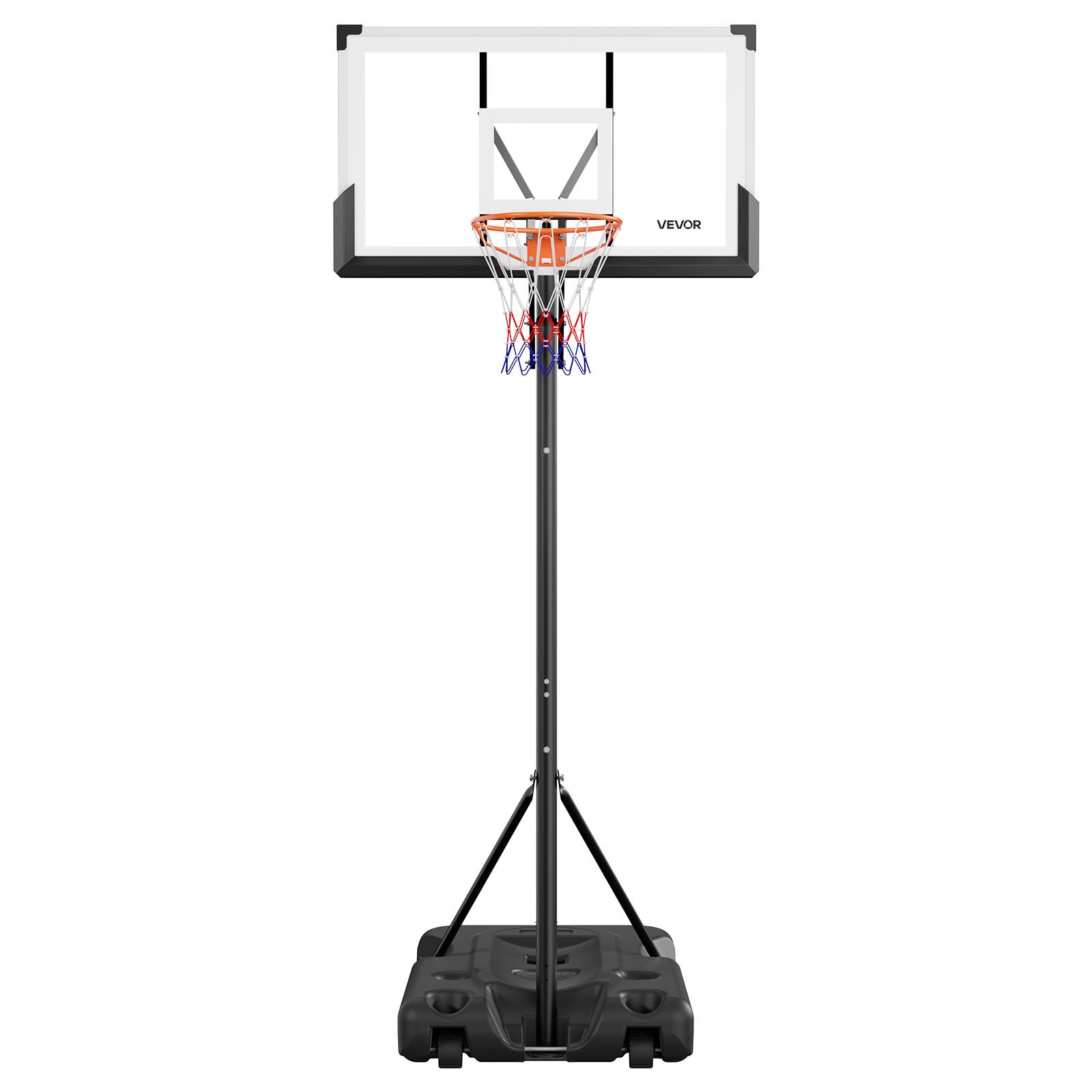 VEVOR Portable Basketball Stand, 10 ft Height Adjustment Basketball Hoop & Goal, Portable Basketballs Hoop with 54 inch PC Backboard & Wheels for Kids, Teens, Adults in Driveways, Pools, Schools