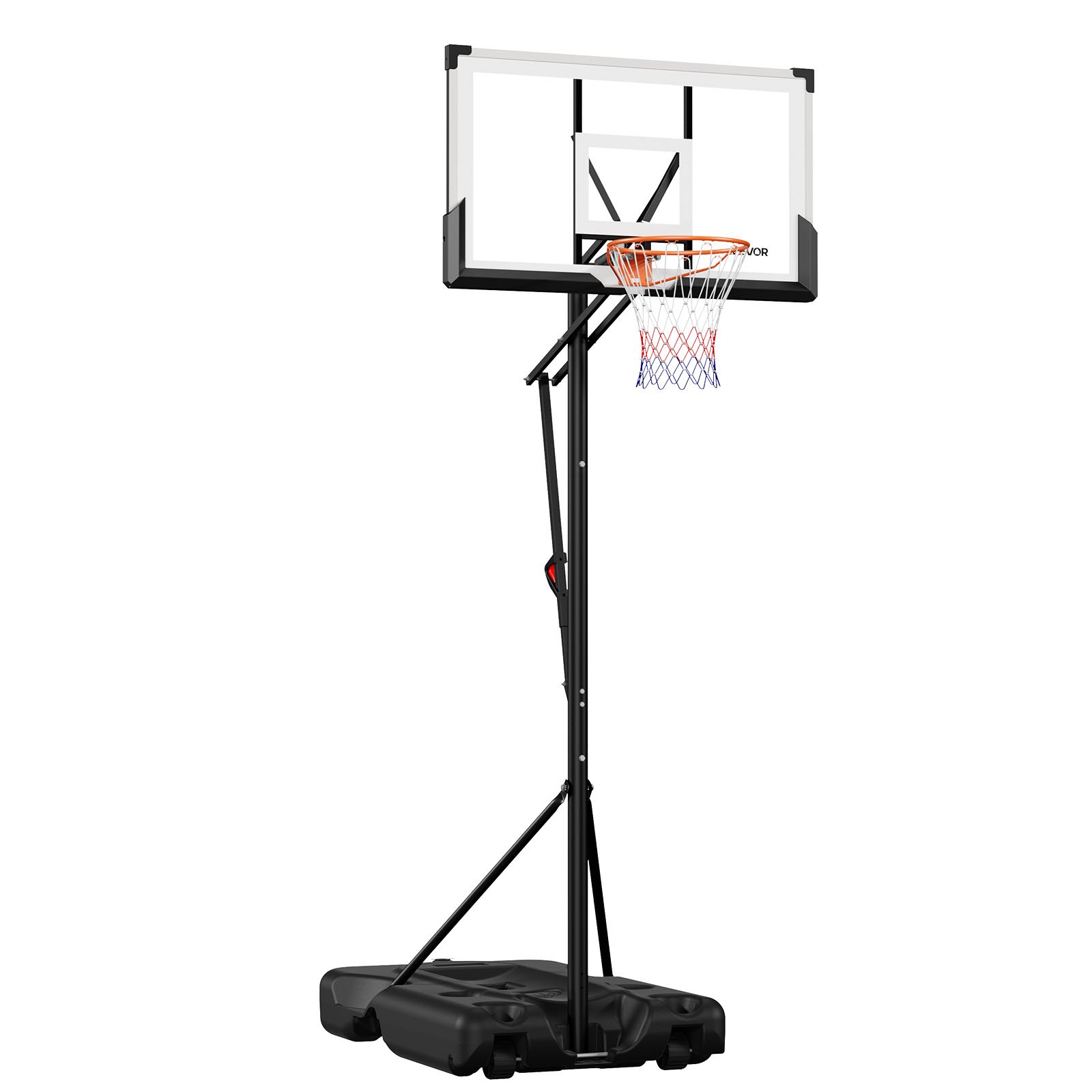 VEVOR Portable Basketball Stand, 10 ft Height Adjustment Basketball Hoop & Goal, Portable Basketballs Hoop with 54 inch PC Backboard & Wheels for Kids, Teens, Adults in Driveways, Pools, Schools