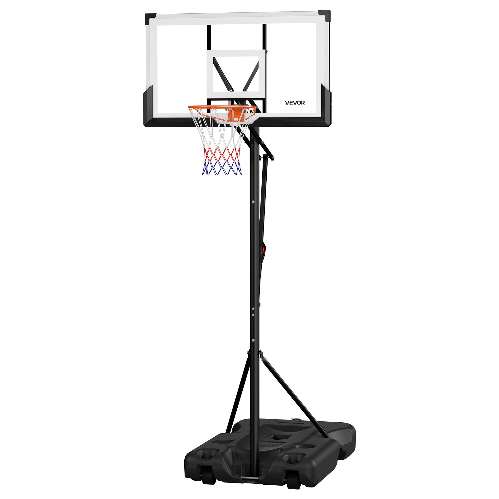 VEVOR Portable Basketball Stand, 10 ft Height Adjustment Basketball Hoop & Goal, Portable Basketballs Hoop with 54 inch PC Backboard & Wheels for Kids, Teens, Adults in Driveways, Pools, Schools