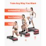 VEVOR Aerobic Exercise Step Platform Adjustable Workout Stepper 4 Riser Red