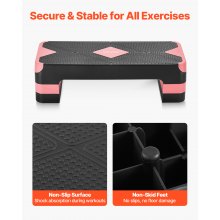 Aerobic Exercise Step Platform Height Adjustable Workout Stepper 4 Riser Red