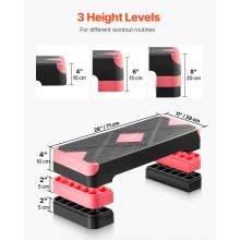 Aerobic Exercise Step Platform Height Adjustable Workout Stepper 4 Riser Red