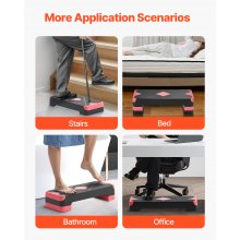 Aerobic Exercise Step Platform Height Adjustable Workout Stepper 4 Riser Red