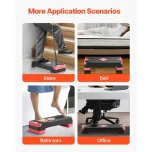 VEVOR Aerobic Exercise Step Platform Adjustable Workout Stepper 4 Riser Red