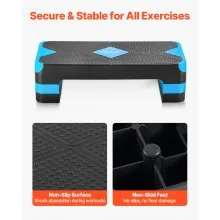 VEVOR Aerobic Exercise Step Platform Adjustable Workout Stepper 4 Riser Blue
