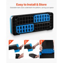 Aerobic Exercise Step Platform Height Adjustable Workout Stepper 4 Riser Blue
