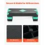 VEVOR Aerobic Exercise Step Platform, 28-Inch Workout Aerobic Stepper, Height Adjustable Fitness Training Step Deck Trainer with 4 Risers, Non-Slip Surface Bench for Home Gym Cardio Strength, Green