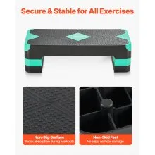 VEVOR Aerobic Exercise Step Platform Adjustable Workout Stepper 4 Riser Green