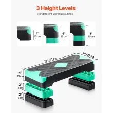 VEVOR Aerobic Exercise Step Platform Adjustable Workout Stepper 4 Riser Green