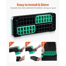 VEVOR Aerobic Exercise Step Platform Adjustable Workout Stepper 4 Riser Green