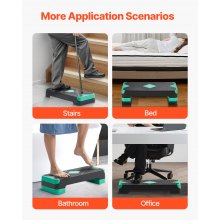 Aerobic Exercise Step Platform Height Adjustable Workout Stepper 4 Riser Green