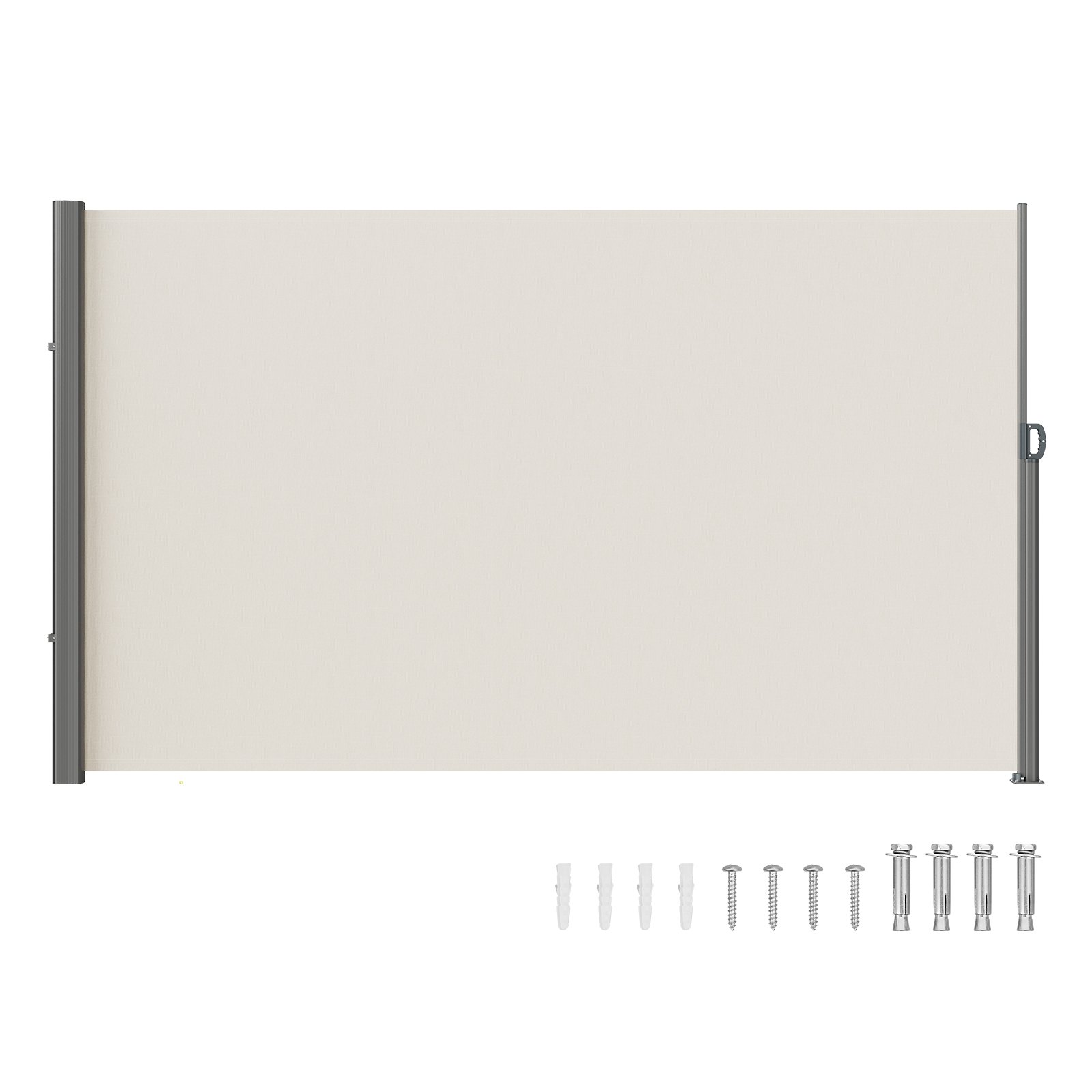 VEVOR Retractable Side Awning, 63''x 118'' Outdoor Privacy Screen, 180g Polyester Water-proof Retractable Patio Screen, UV 30+ Room Divider Wind Screen for Patio, Backyard, Balcony, Beige