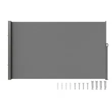 VEVOR Retractable Side Awning, 71''x 118'' Outdoor Privacy Screen, 180g Polyester Water-proof Retractable Patio Screen, UV 30+ Room Divider Wind Screen for Patio, Backyard, Balcony, Gray