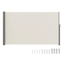 VEVOR Retractable Side Awning, 71''x 118'' Outdoor Privacy Screen, 180g Polyester Water-proof Retractable Patio Screen, UV 30+ Room Divider Wind Screen for Patio, Backyard, Balcony, Beige