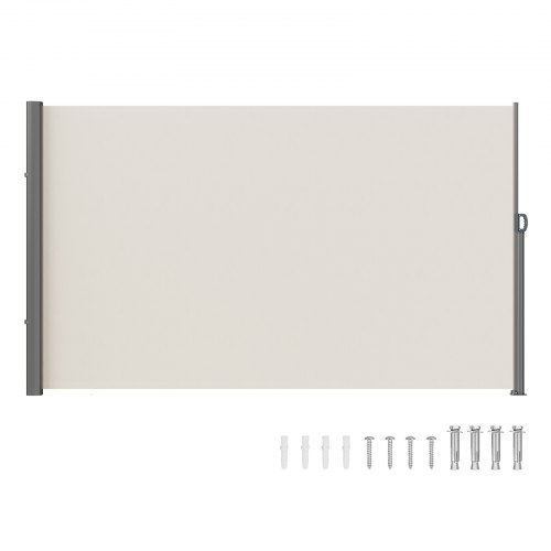 VEVOR Retractable Side Awning, 79''x 118'' Outdoor Privacy Screen, 180g Polyester Water-proof Retractable Patio Screen, UV 30+ Room Divider Wind Screen for Patio, Backyard, Balcony, Beige