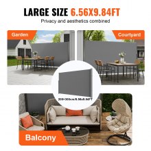 VEVOR Retractable Side Awning, 79''x 118'' Outdoor Privacy Screen, 180g Polyester Water-proof Retractable Patio Screen, UV 30+ Room Divider Wind Screen for Patio, Backyard, Balcony, Gray