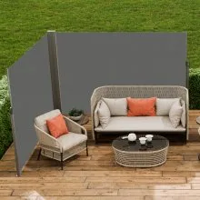VEVOR Retractable Side Awning, 79''x 236'' Outdoor Privacy Screen, 180g Polyester Water-proof Retractable Patio Screen, UV 30+ Room Divider Wind Screen for Patio, Backyard, Balcony, Gray